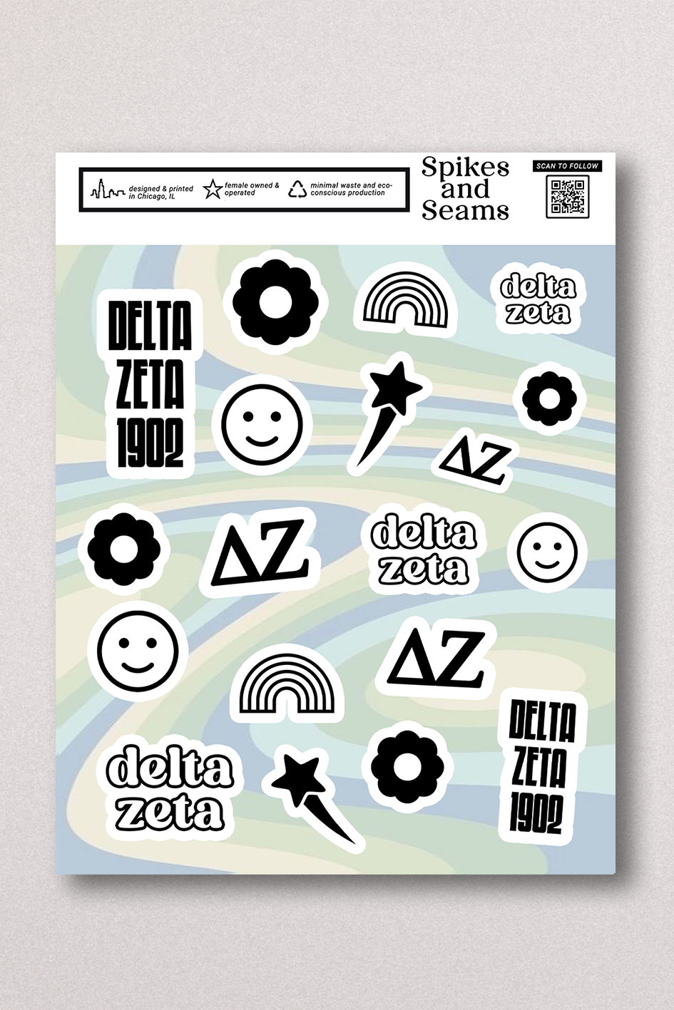 Sticker Sheet #13 - Delta Zeta - Spikes and Seams Greek