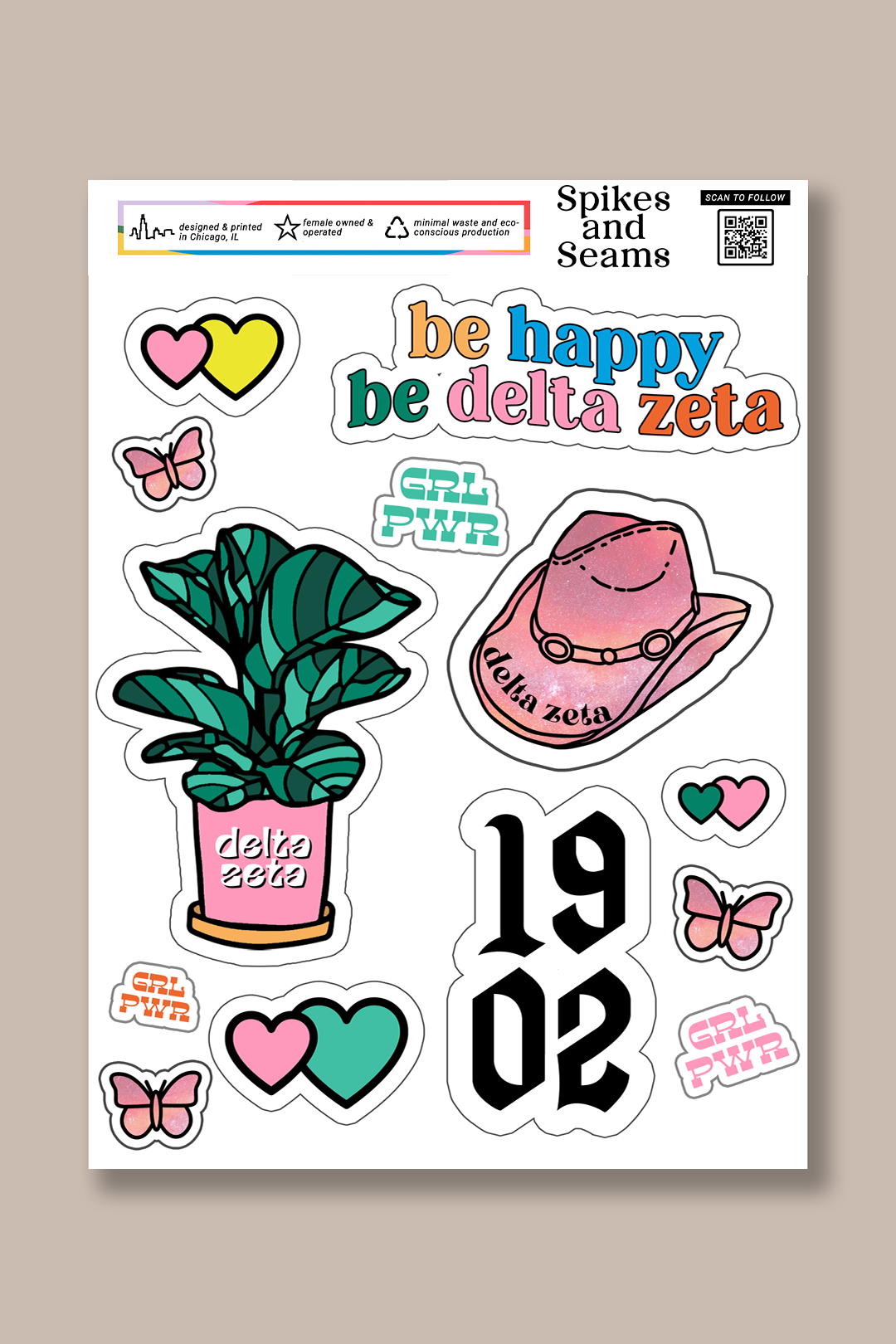 Sticker Sheet #9 - Delta Zeta - Spikes and Seams Greek