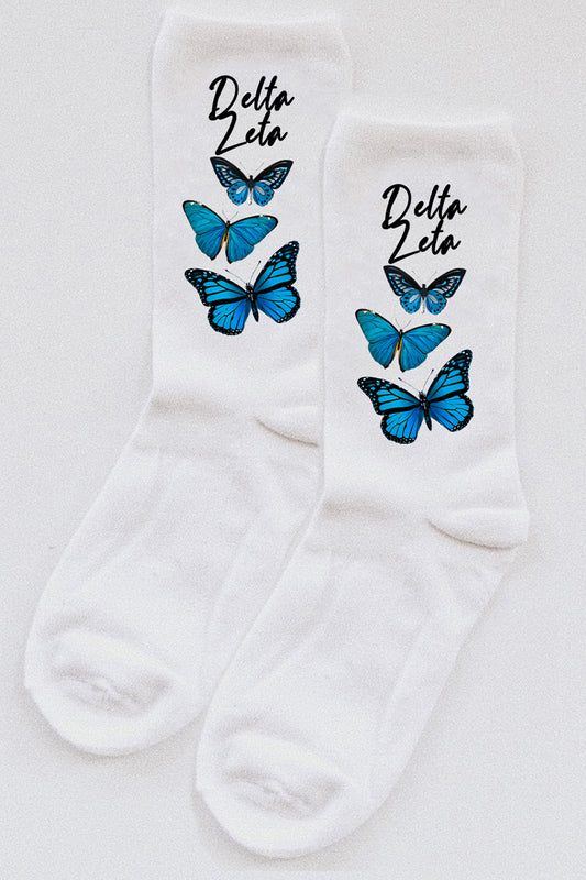 Butterfly socks - Delta Zeta - Spikes and Seams Greek