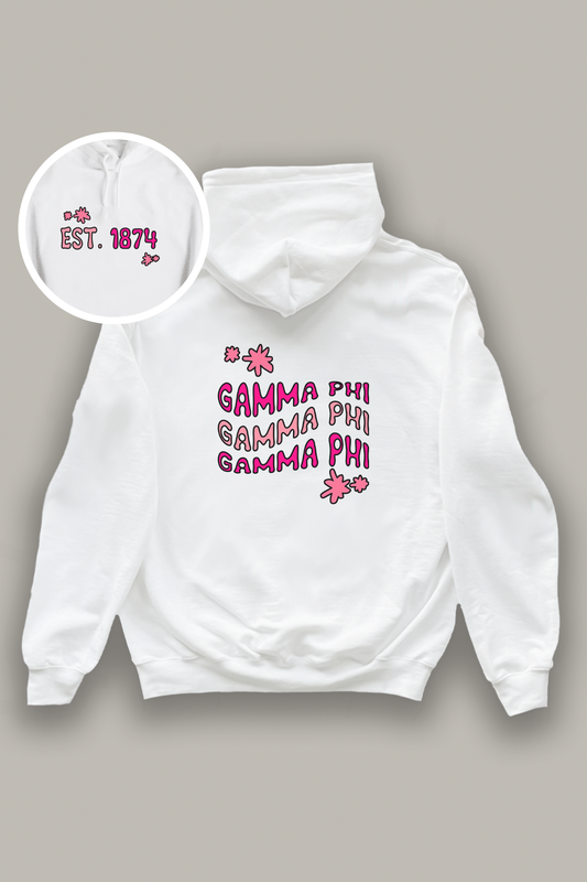 Pink and white hoodie - Gamma Phi