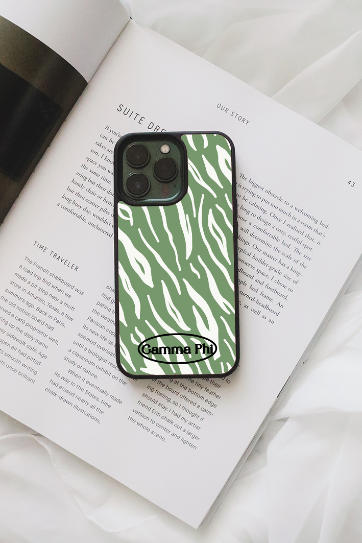 Zebra print iPhone case - Gamma Phi Beta - Spikes and Seams Greek