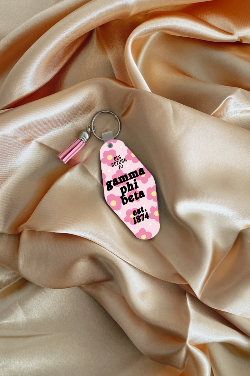 Pink Flowers keychain - Gamma Phi Beta