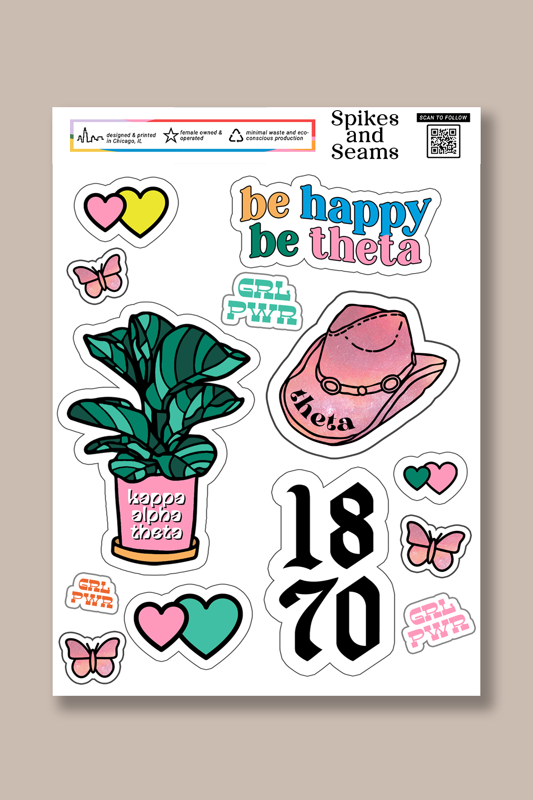 Sticker Sheet #9 - Kappa Alpha Theta - Spikes and Seams Greek