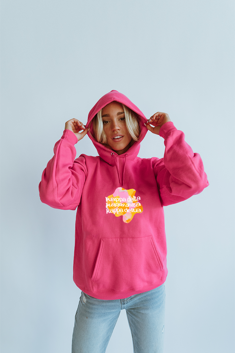 Pink Acrylic Art hoodie - Kappa Delta - Spikes and Seams Greek