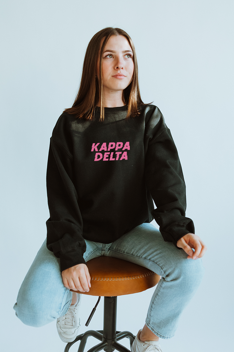Pink text sweatshirt - Kappa Delta - Spikes and Seams Greek