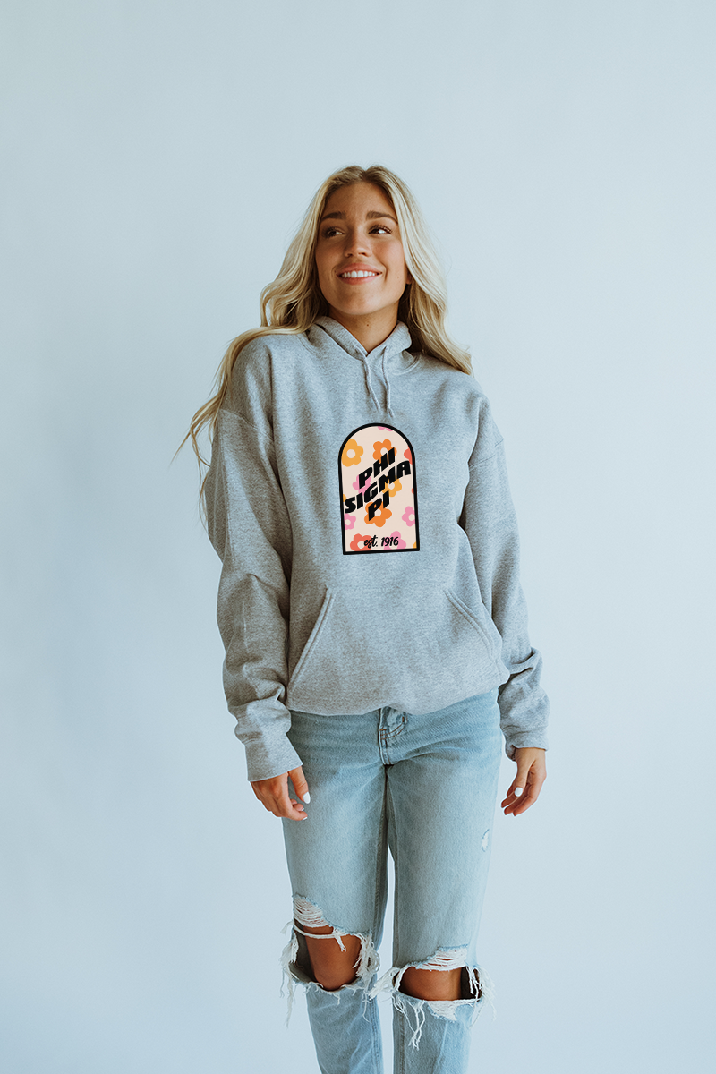 Grey Floral hoodie - Phi Sigma Pi