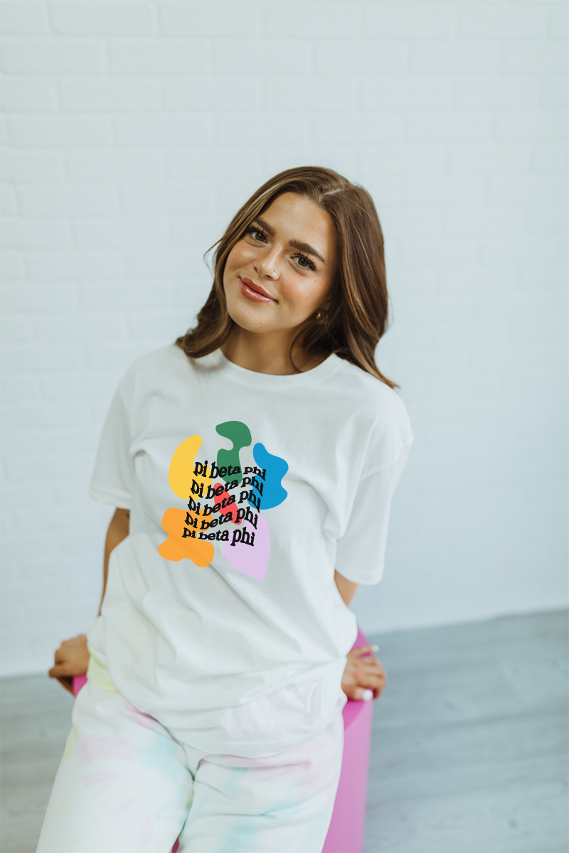 Rainbow Blobs tee - Pi Beta Phi