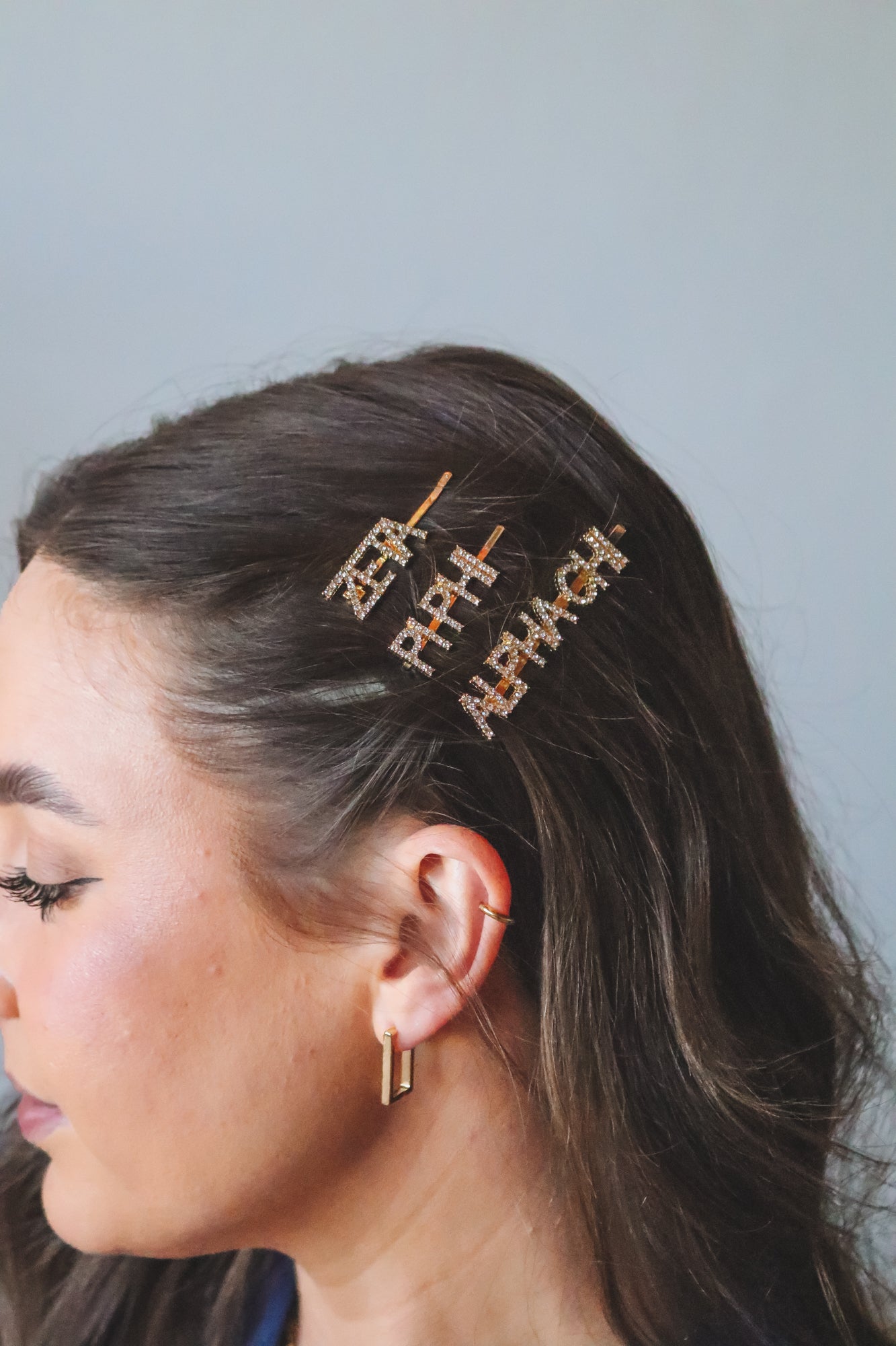 Gold rhinestone hair pin - Pi Phi