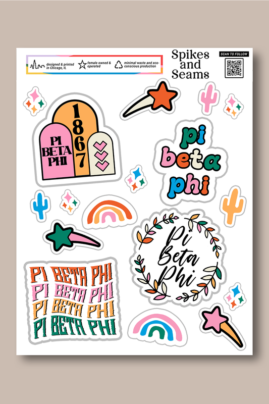 Sticker Sheet #8 - Pi Beta Phi - Spikes and Seams Greek