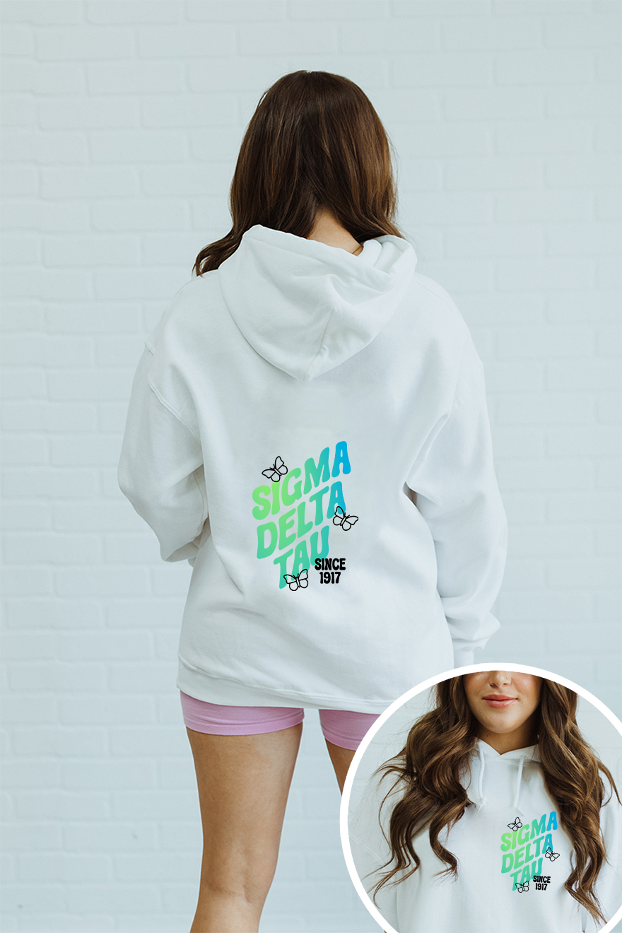 Green Gradient hoodie - Sigma Delta Tau - Spikes and Seams Greek