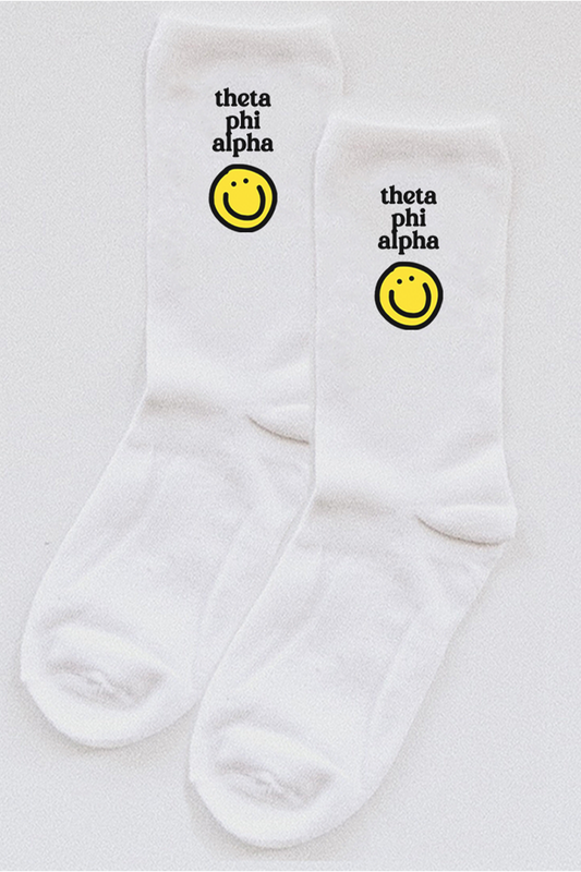 Yellow Smiley socks - Theta Phi Alpha