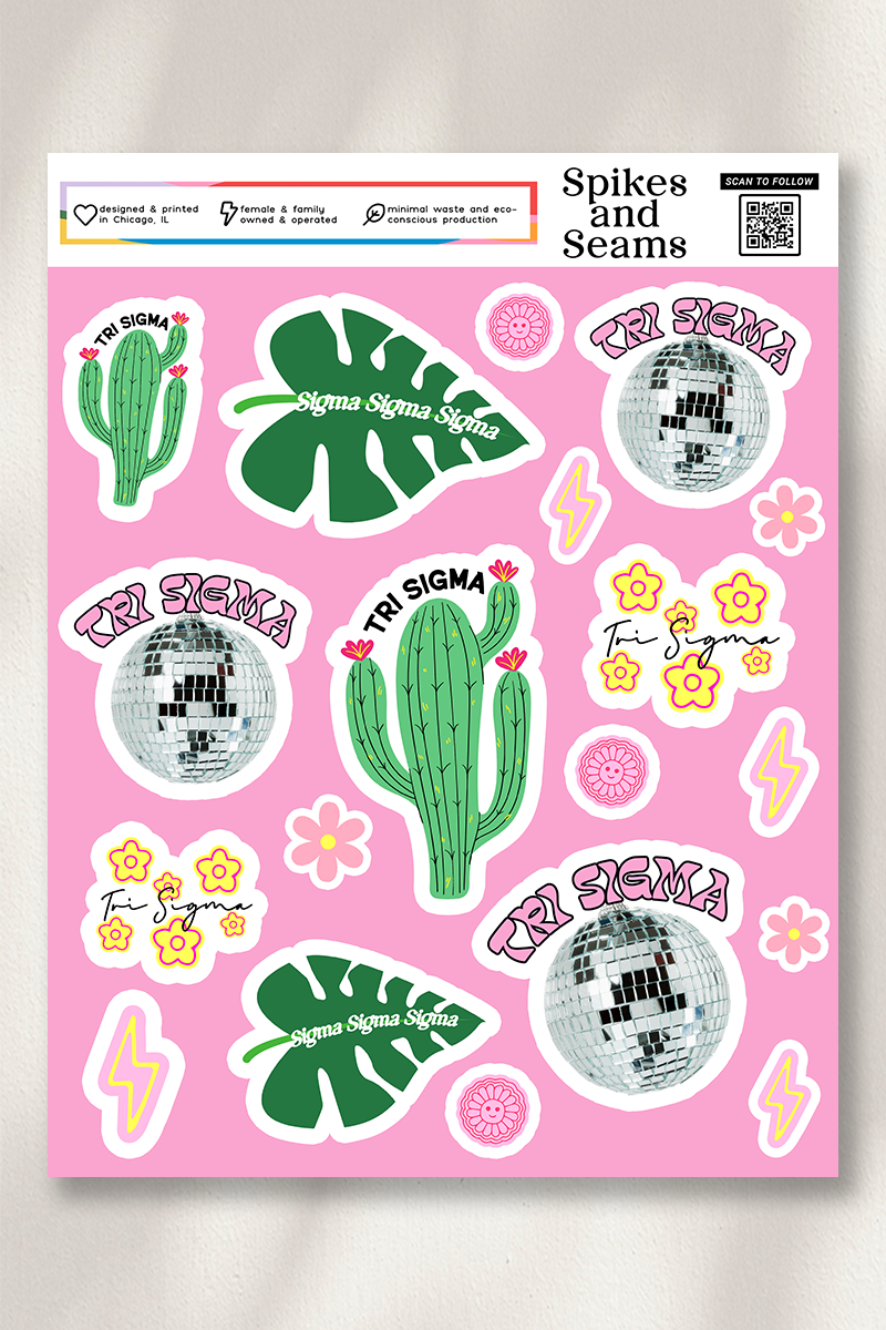 Sticker Sheet #15 - Tri Sigma - Spikes and Seams Greek