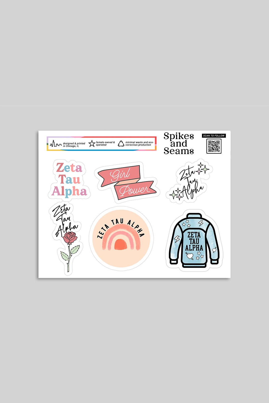 Sorority sticker set #1 - Spikes and Seams Greek