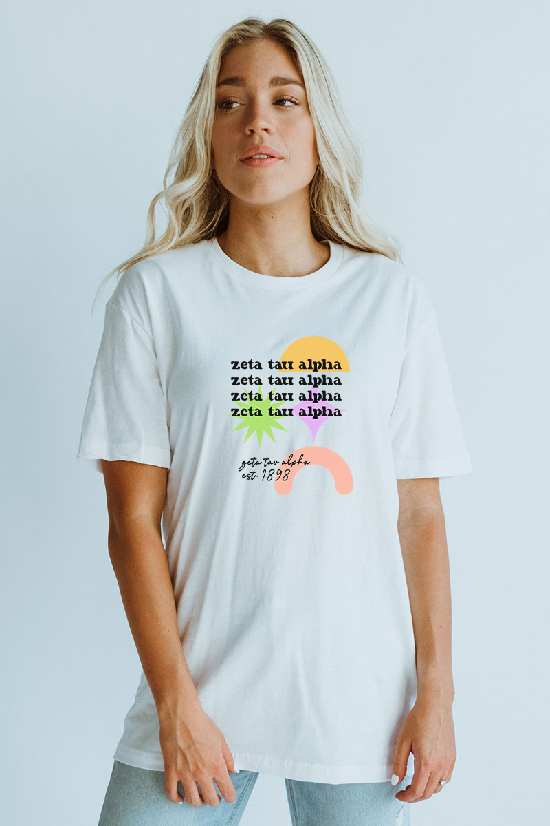 White Neon Shapes tee