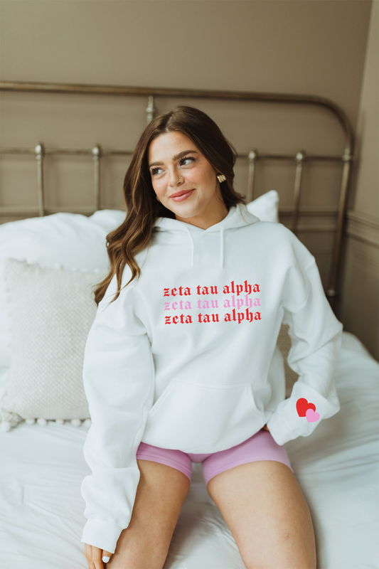Heart Sleeve hoodie - Zeta Tau Alpha