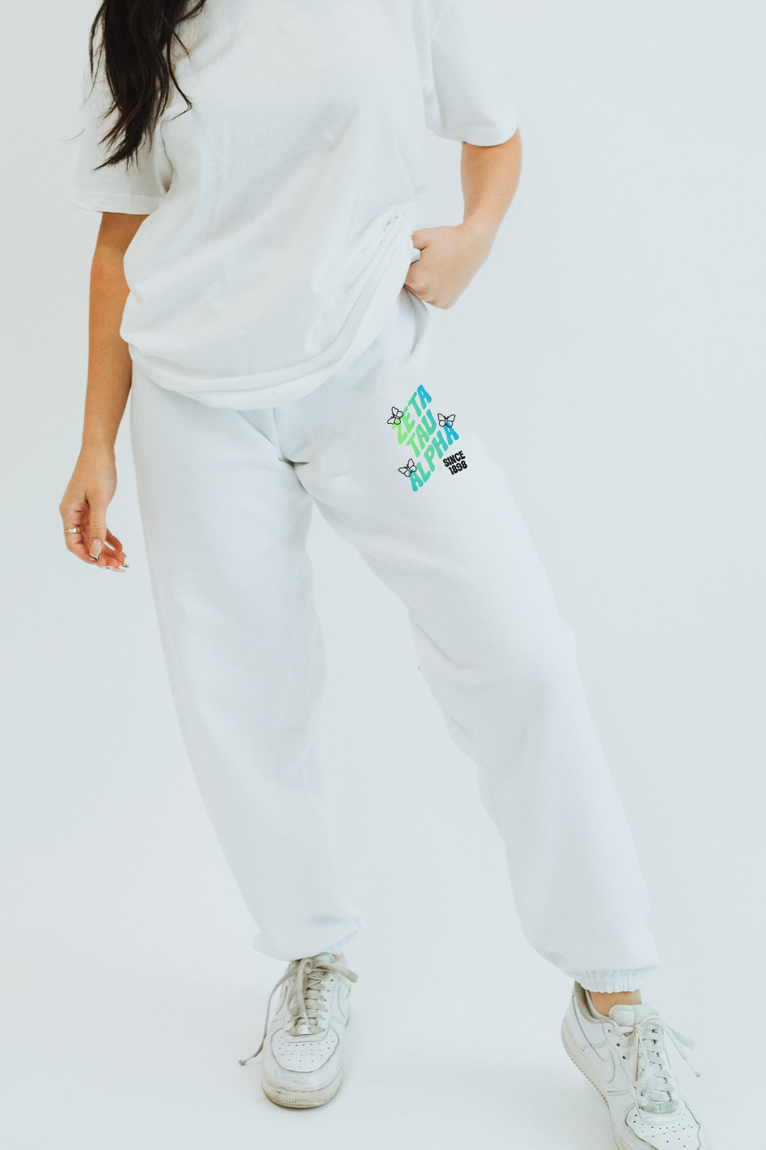 Green Gradient sweatpants - White