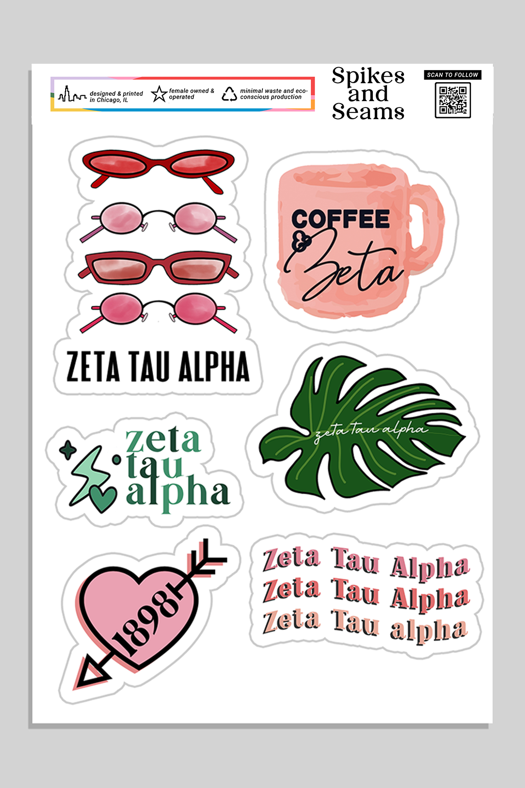 Sorority sticker set #2 - Spikes and Seams Greek
