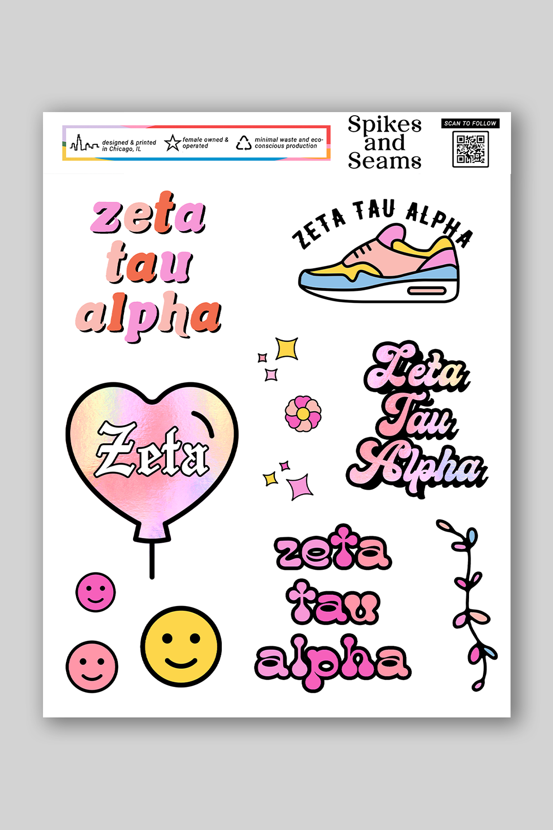 Sorority sticker set #7 - Spikes and Seams Greek