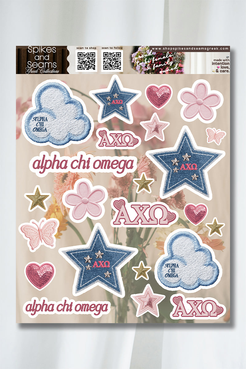 Sticker Sheet #23 - Alpha Chi Omega - Spikes and Seams Greek