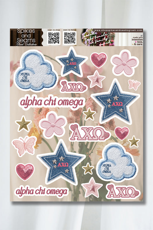 Sticker Sheet #23 - Alpha Chi Omega - Spikes and Seams Greek