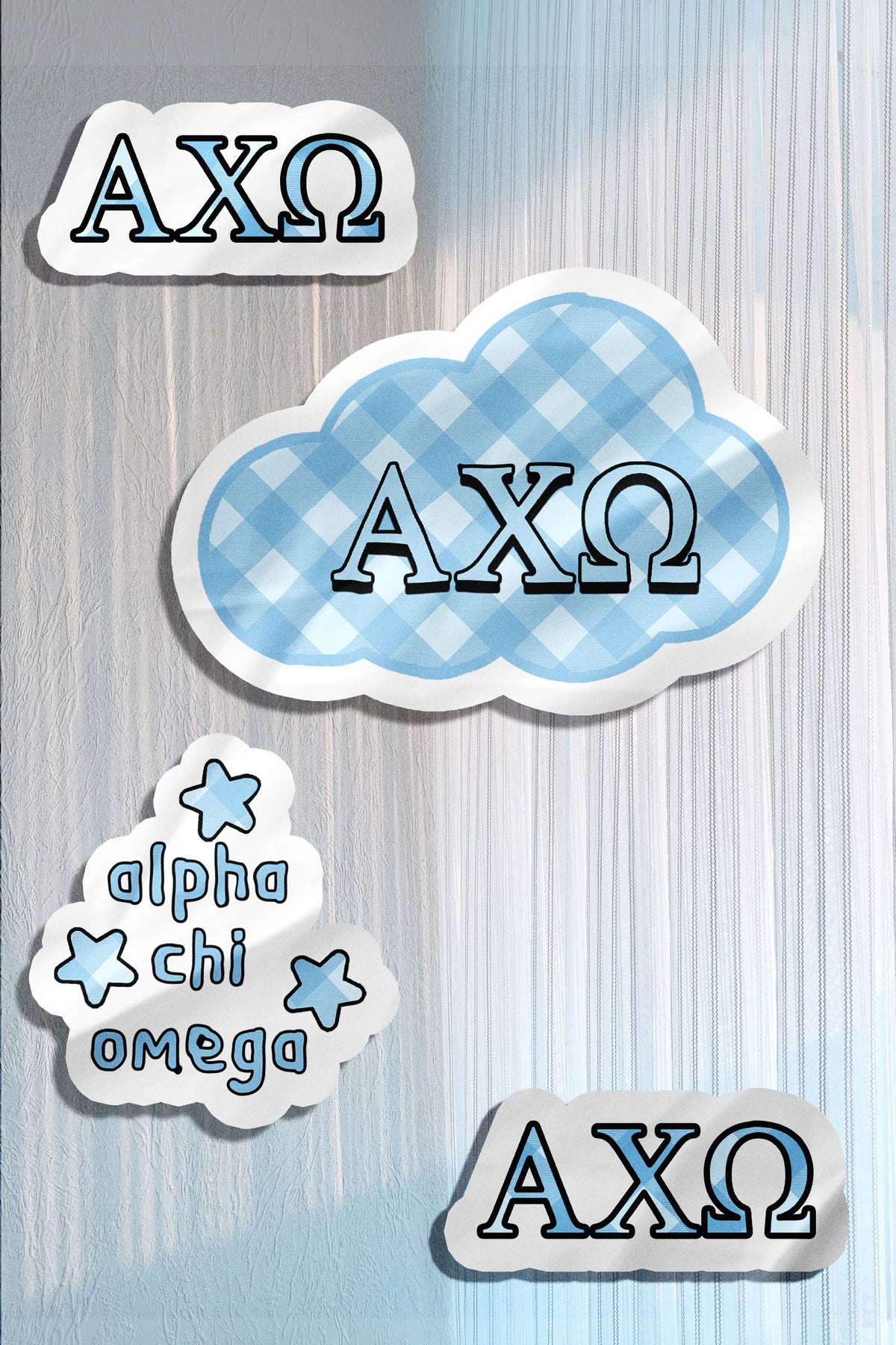 Blue Theme Waterproof Sorority Stickers - Alpha Chi Omega
