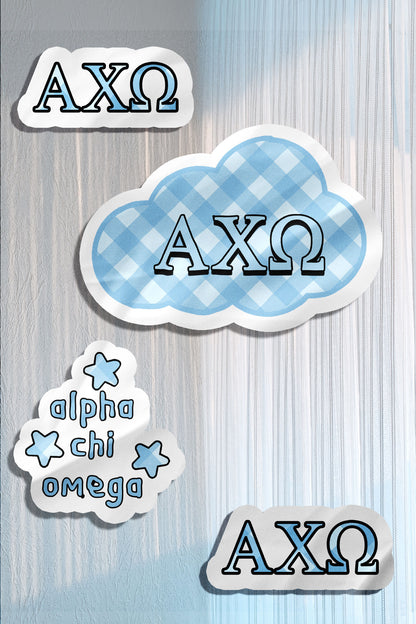 Blue Theme Waterproof Sorority Stickers