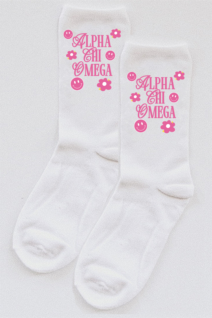 Pink Accent socks - Alpha Chi Omega