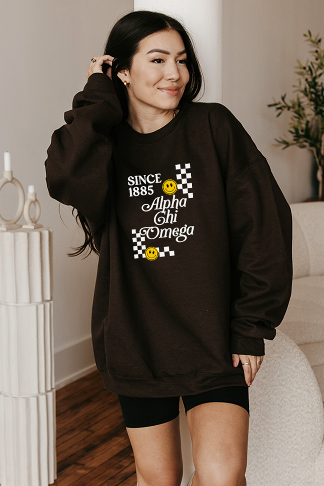 Chocolate Checkered sweatshirt - Alpha Chi Omega