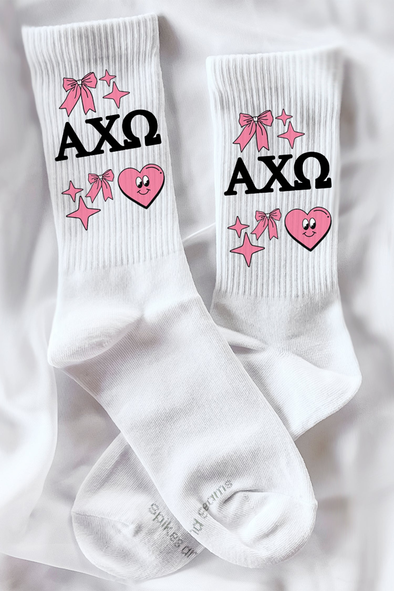 Cartoon Heart Greek Letter Socks - Alpha Chi Omega