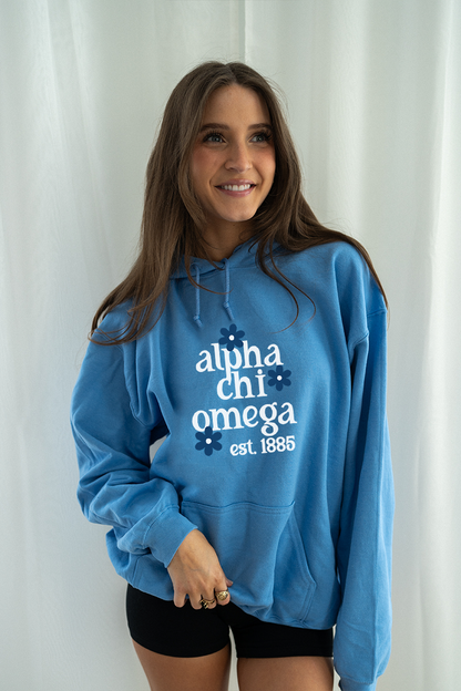 Blue Daisy Hoodie - Alpha Chi Omega