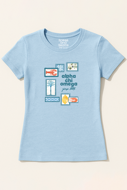 Light Blue Mediterranean Tee - Alpha Chi Omega