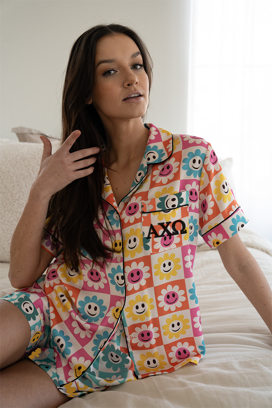 Greek Letter Smiley Daisy Pajamas - Alpha Chi Omega