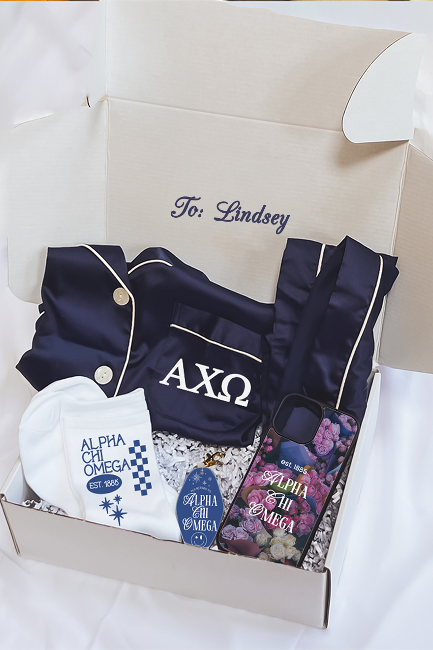 Navy Pajamas Gift Box - Alpha Chi Omega
