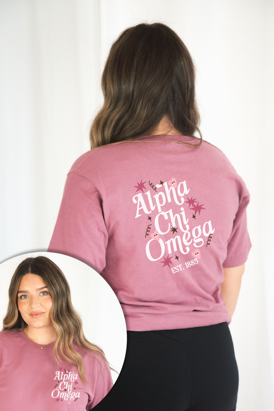 Mauve Hearts tee - Alpha Chi Omega