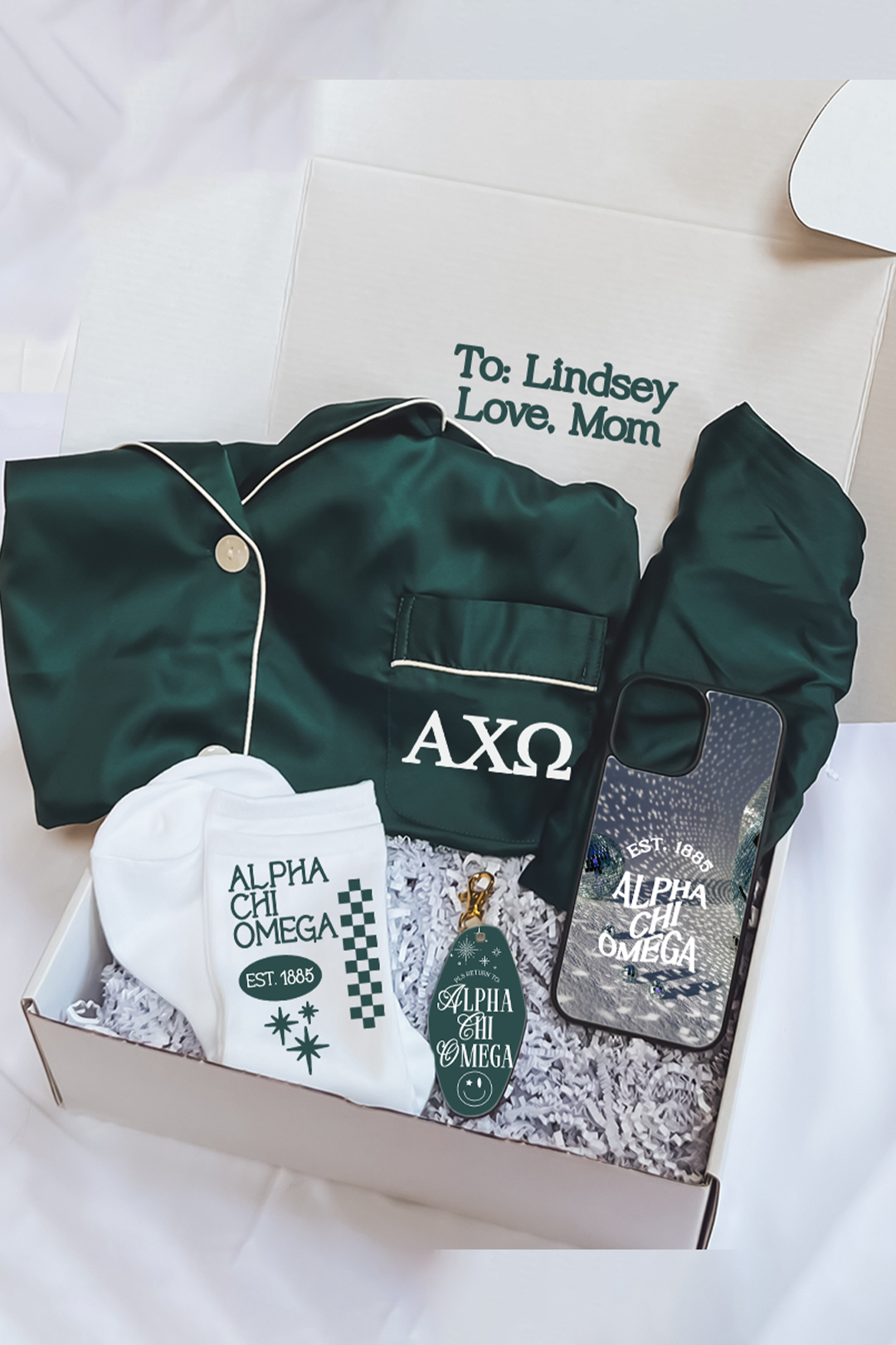 Green Pajamas Gift Box - Alpha Chi Omega