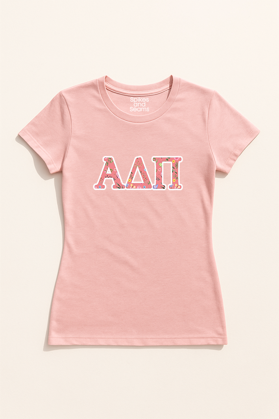 Floral Greek Letter Tee - Pink