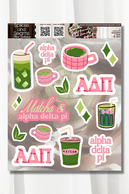 Sorority Matcha Theme Sticker Sheet #25 - Spikes and Seams Greek