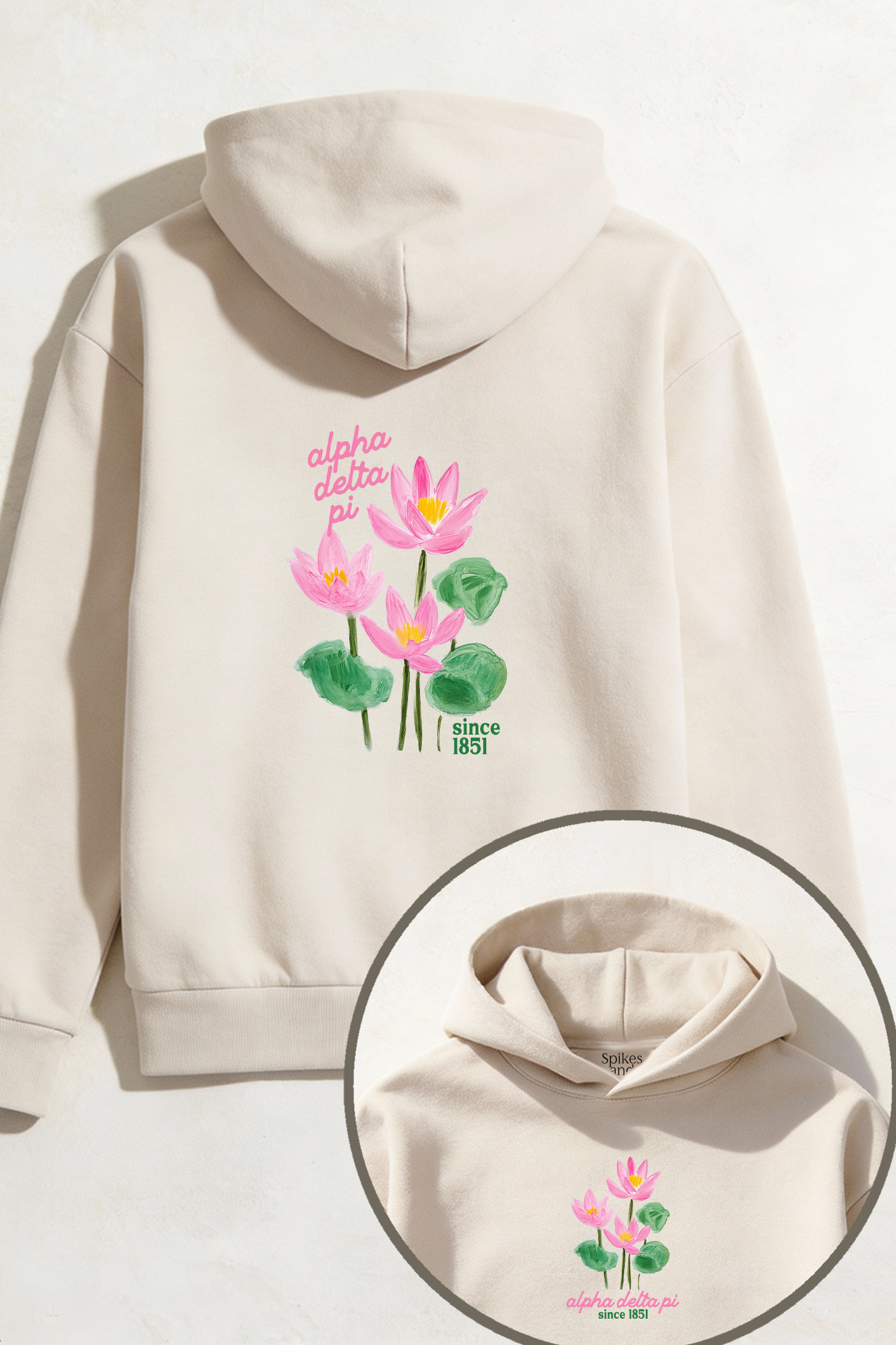 Ivory Water Lily Hoodie - Alpha Delta Pi