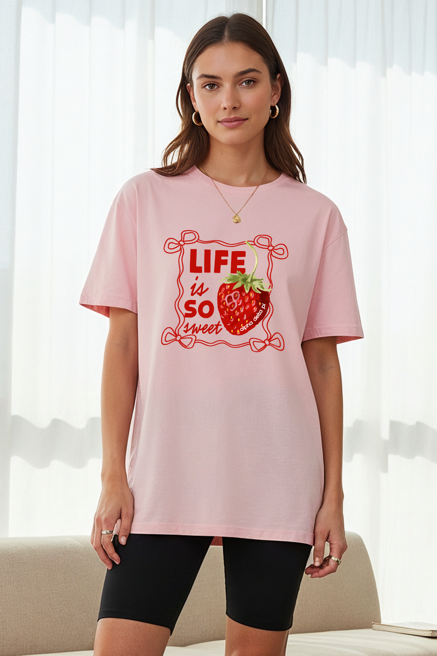 Light Pink Strawberry tee - Alpha Delta Pi