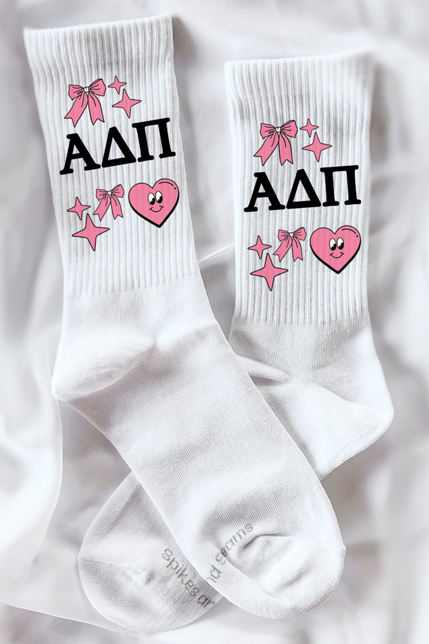 Cartoon Heart Greek Letter Socks - Alpha Delta Pi