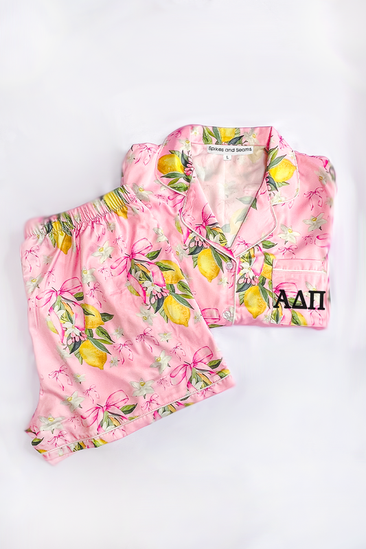 Citrine Coquette Greek Letter pajamas - Alpha Delta Pi