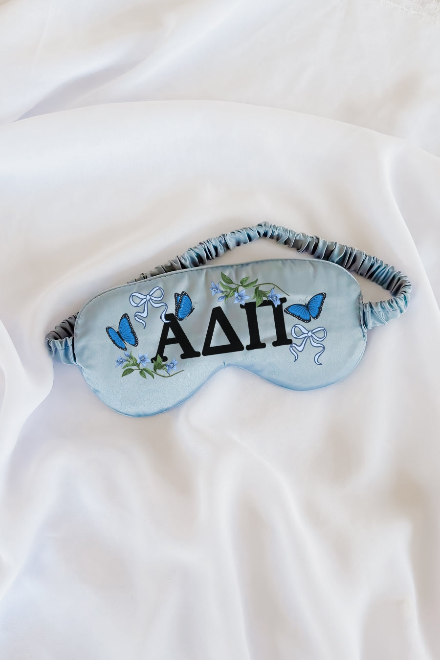 Light Blue Butterflies Sleep Mask - Alpha Delta Pi