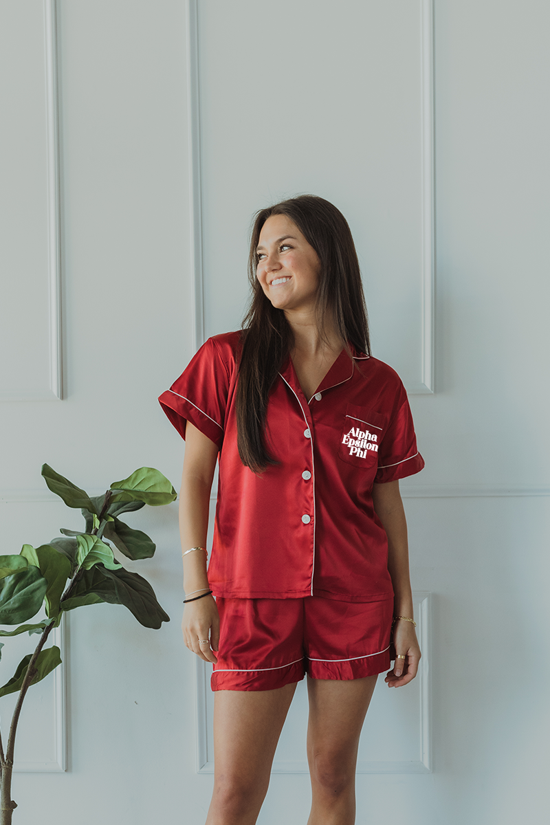 Burgundy Block Font Pajamas - Alpha Epsilon Phi