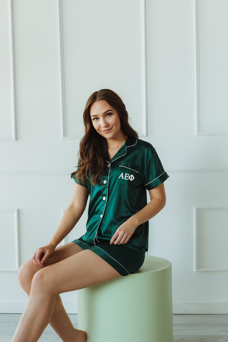 Green Greek Letter Pajamas - Alpha Epsilon Phi