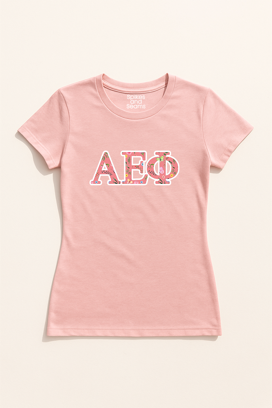 Floral Greek Letter Tee - Pink