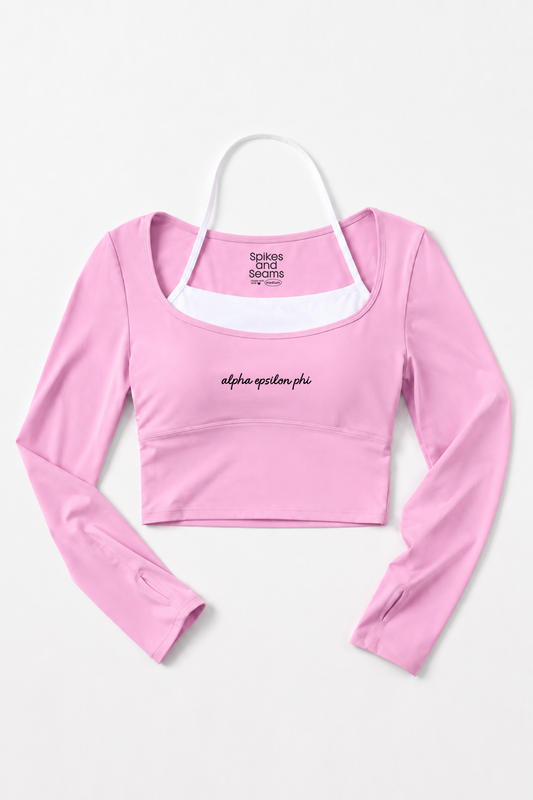Sorority Pink Layered Long Sleeve Activewear Top - Alpha Chi Omega