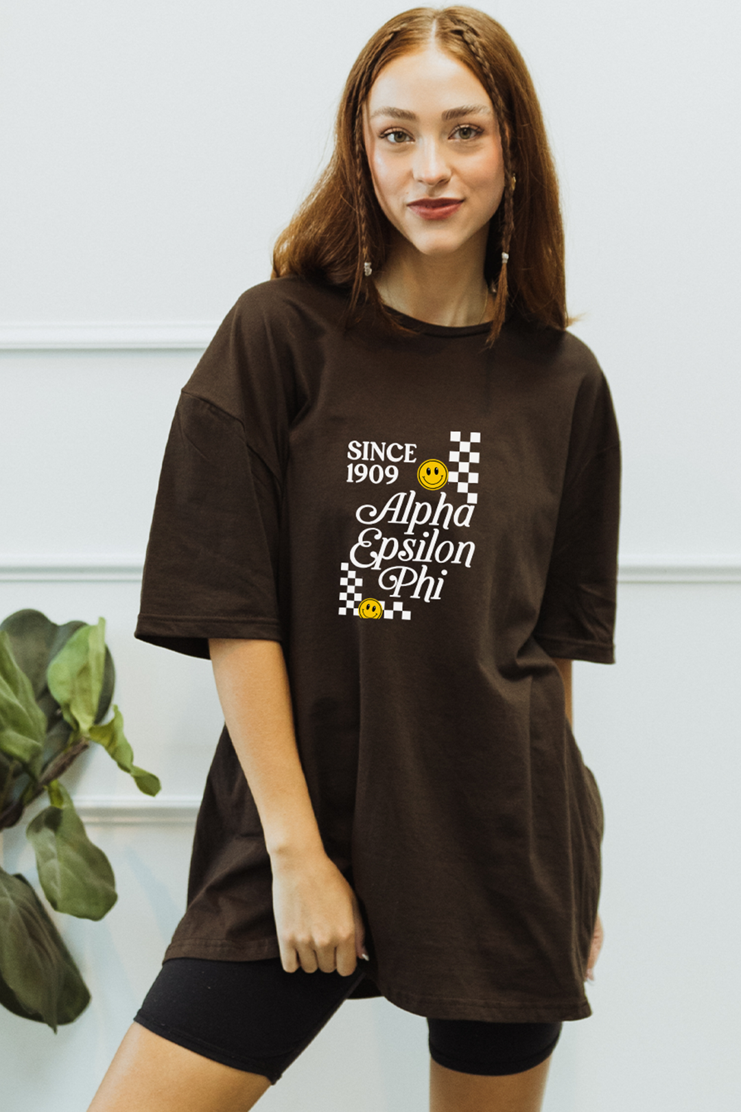 Dark Chocolate Checkered tee - Alpha Epsilon Phi