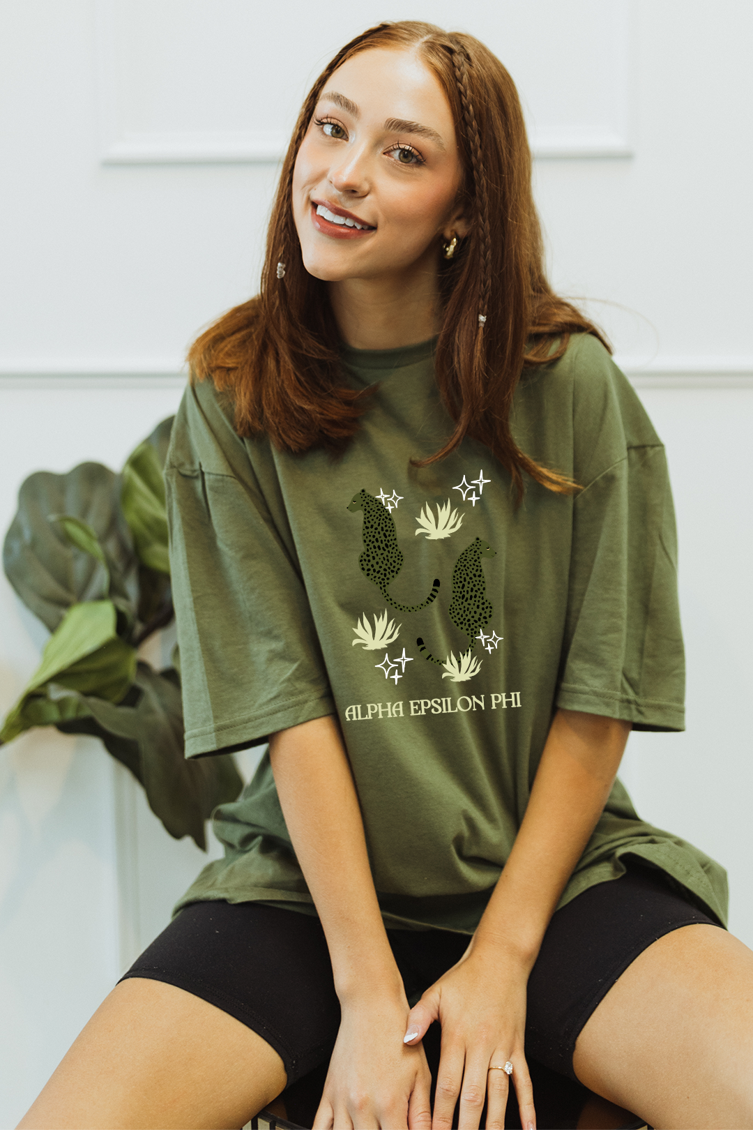 Green Cheetah tee - Alpha Epsilon Phi