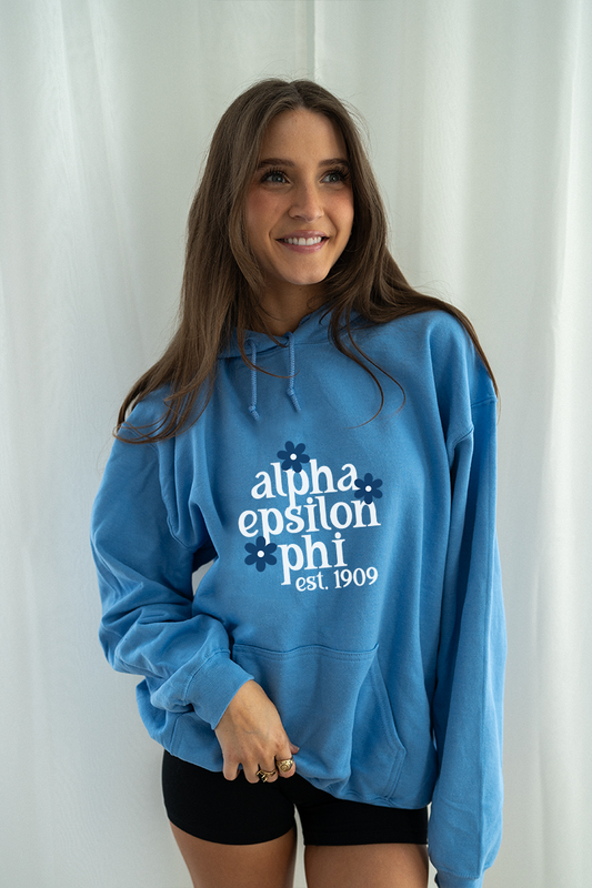 Blue Daisy Hoodie - Alpha Epsilon Phi