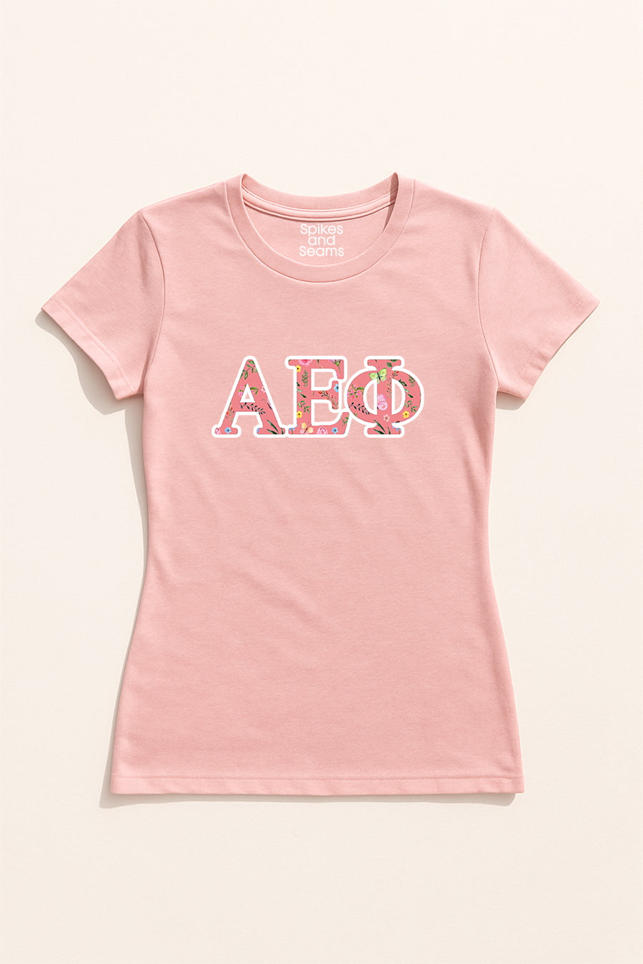 Pink Floral Greek Letter Tee - Alpha Epsilon Phi